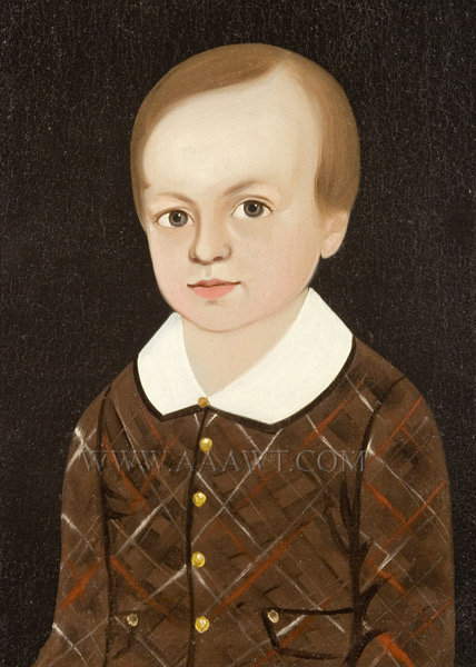 Prior/Hamblen Portrait, Young Boy, Sturtevant Hamblen, Folk Art
Probably Boston Area, Mid 19th Century, entire view